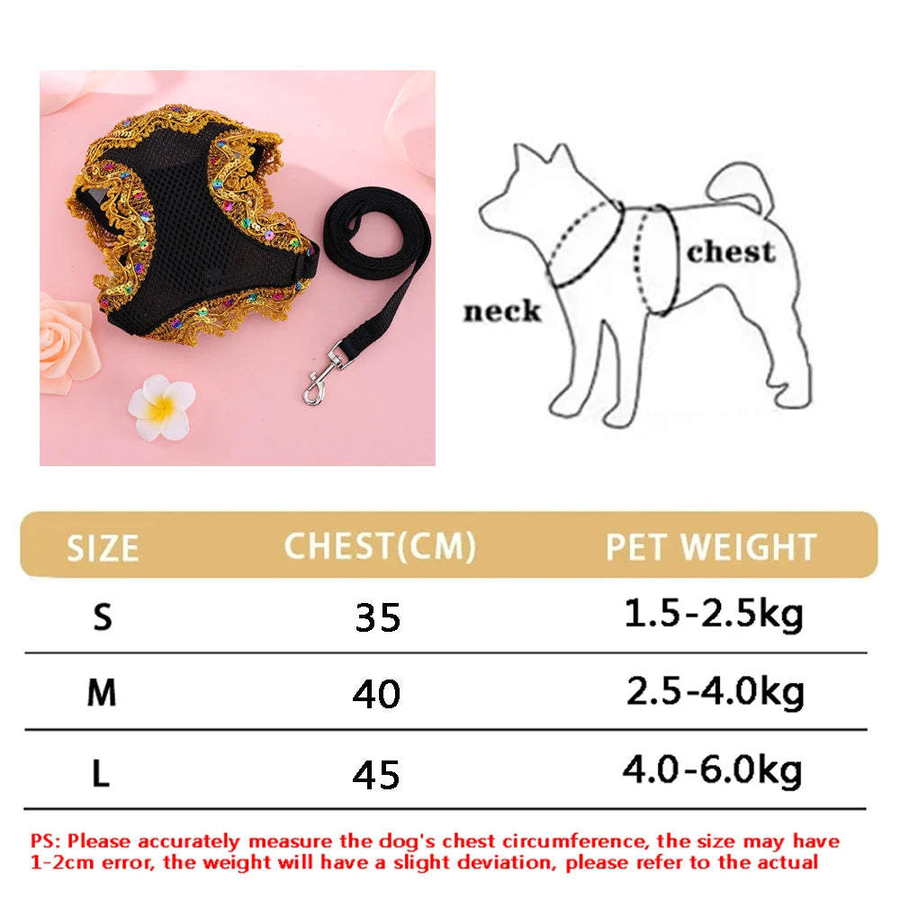 Small Dog Harness Leash Set Cute Traction Bracelet Medium Cat Collar Suit Soft Puppy Vest Harness Adjustable Pet Accessories - CarrieOnExpress