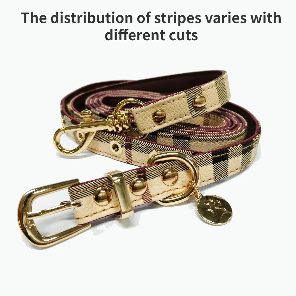 Pet Collar and Leash Set Leather Fashion Adjustable Collars for Dogs Pet Supplies Collars for Medium and Large Dogs Gift for Dog - CarrieOnExpress