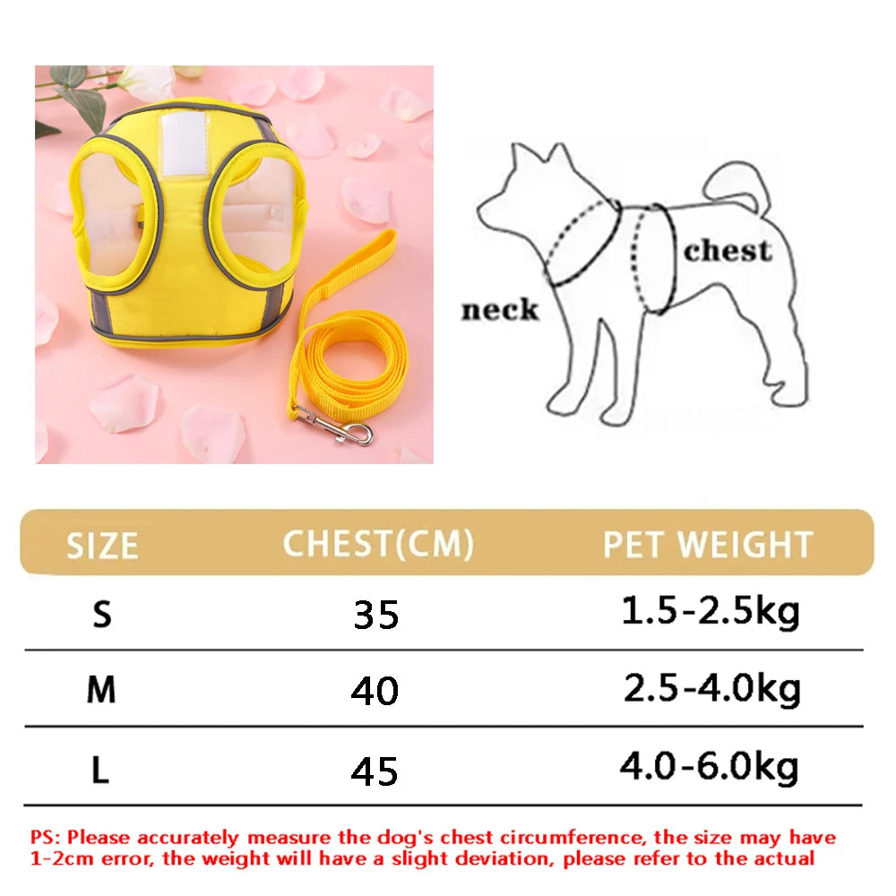 Small Dog Harness Leash Set Cute Traction Bracelet Medium Cat Collar Suit Soft Puppy Vest Harness Adjustable Pet Accessories - CarrieOnExpress