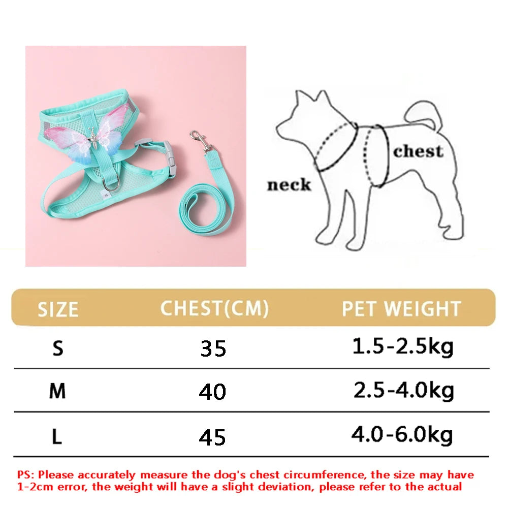 Small Dog Harness Leash Set Cute Traction Bracelet Medium Cat Collar Suit Soft Puppy Vest Harness Adjustable Pet Accessories - CarrieOnExpress