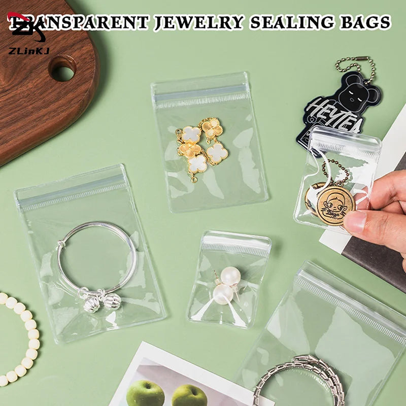 (ZYDD01) 100pcs Jewelry Organizer Pouch Bags Mini Transparent PVC Anti-Oxidation Earring Pendant Necklace Bracelet Storage Bags - CarrieOnExpress