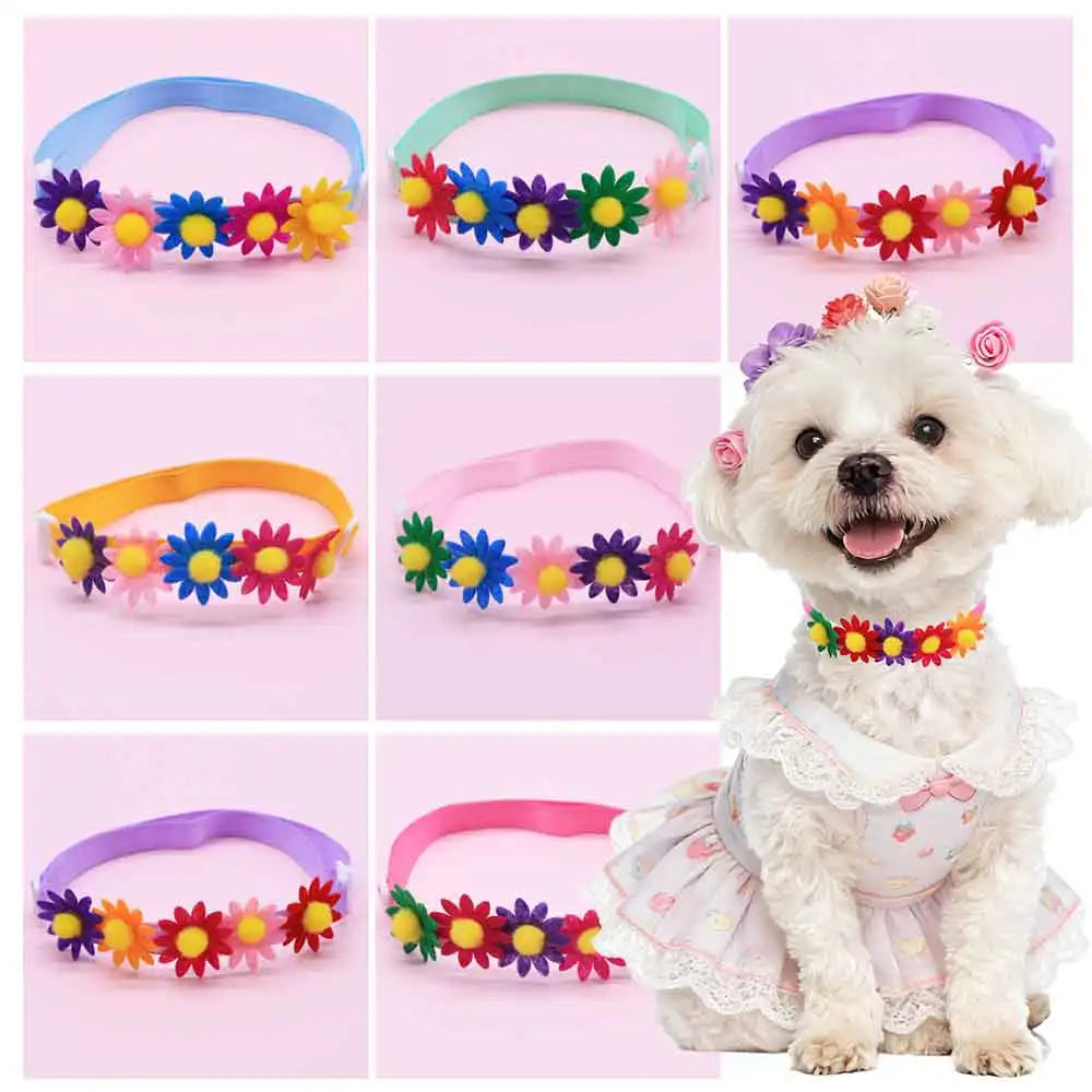 50PCS Colorful Dog Bowties Flower Accessories For Small Dog Bow Ties Collars Fashion Sunflower Puppy Bows Pet Supplies Wholesale - CarrieOnExpress