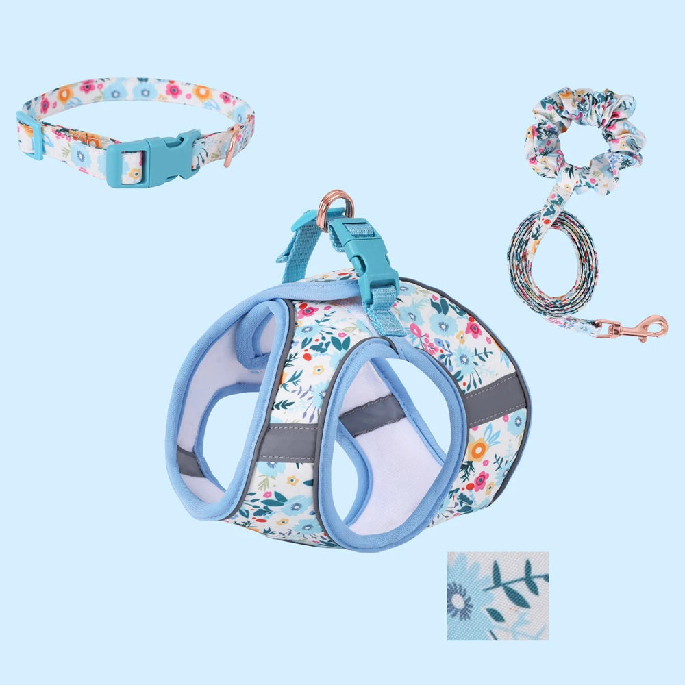 Small Dog Harness Leash Set Cute Traction Bracelet Medium Cat Collar Suit Soft Puppy Vest Harness Adjustable Pet Accessories - CarrieOnExpress