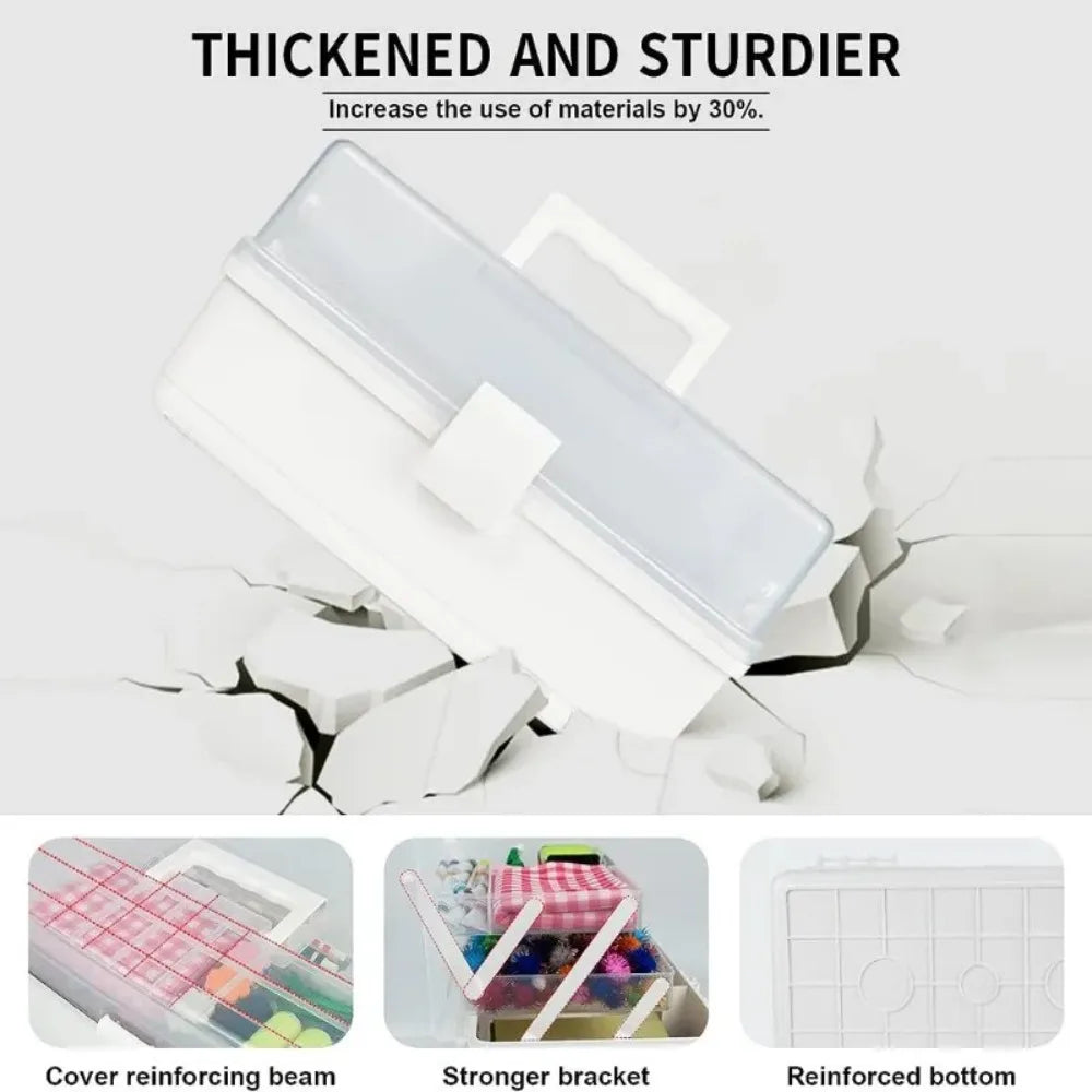 New 2/3 Layers Storage Box Large Capacity Foldable Makeup Hairpin Organizer Portable Plastic Jewelry Organizer Small Items - CarrieOnExpress
