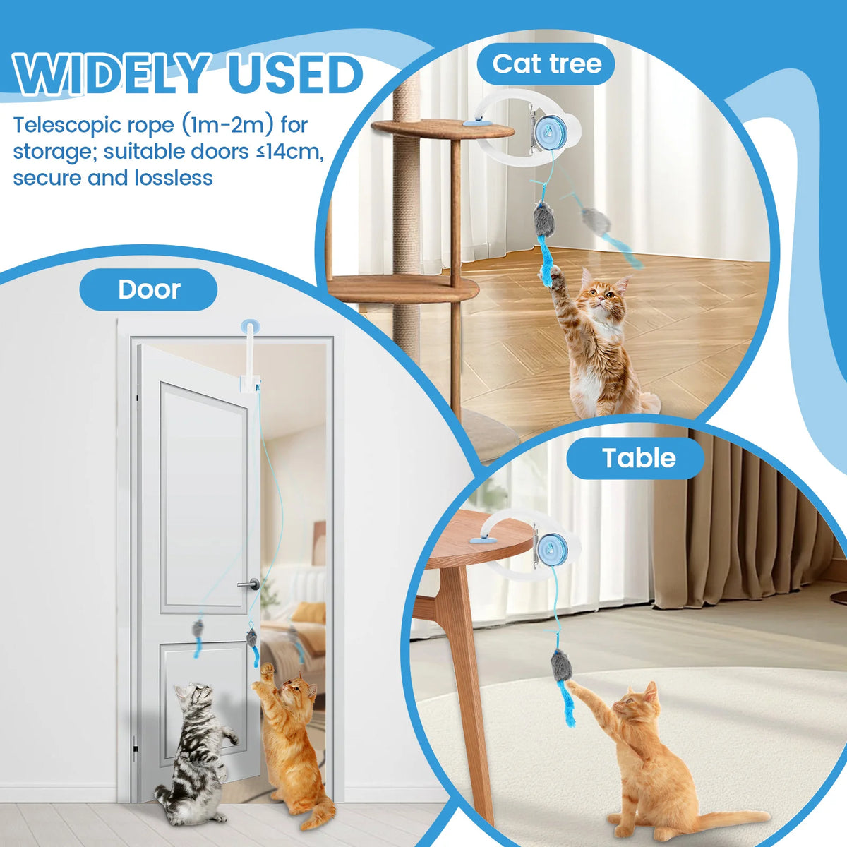 Auto-Rebound Hanging Cat Toy, Interactive Self-Play Door Toy for Cats and Kittens with 3 Catnip Mice - CarrieOnExpress