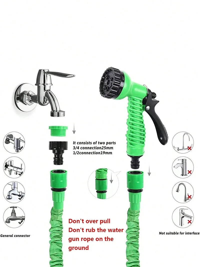 Retractable Garden Hose with 7-Function Spray Nozzle – Lightweight Flexible Hose for Outdoor Use - CarrieOnExpress