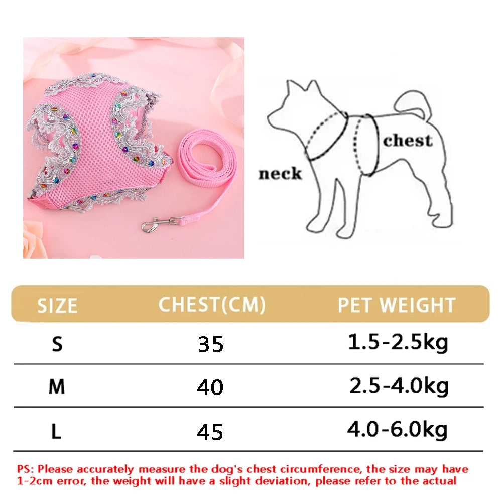 Small Dog Harness Leash Set Cute Traction Bracelet Medium Cat Collar Suit Soft Puppy Vest Harness Adjustable Pet Accessories - CarrieOnExpress