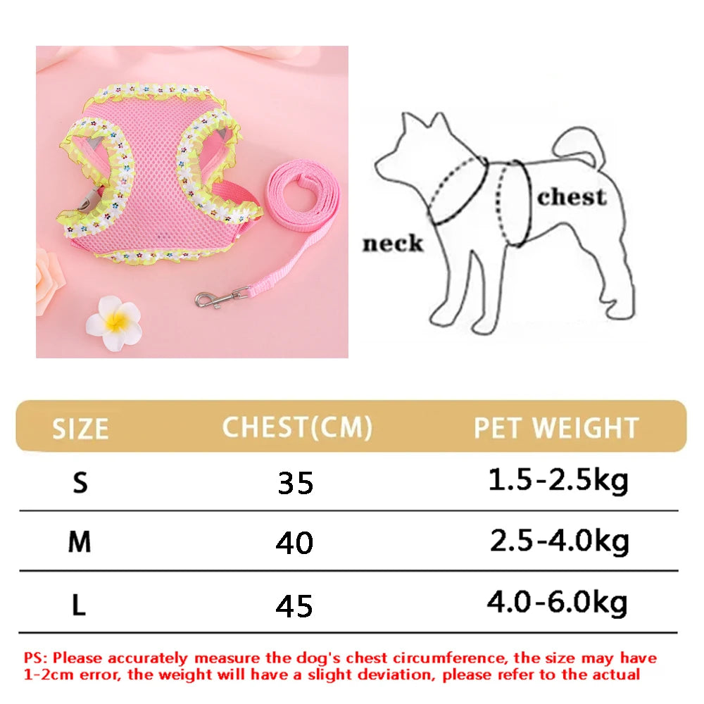 Small Dog Harness Leash Set Cute Traction Bracelet Medium Cat Collar Suit Soft Puppy Vest Harness Adjustable Pet Accessories - CarrieOnExpress