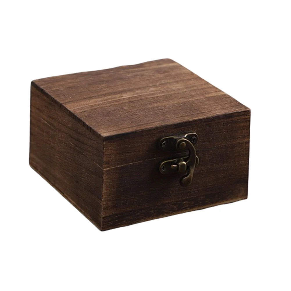 Square Wooden Storage Box With Lid Retro Flip-top Wooden Box Giving Box 10*10*6CM Jewelry Organizer Box For Home Decoration - CarrieOnExpress