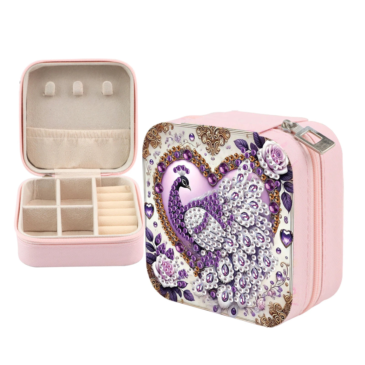 Diamond Art Painting Jewelry Organizer Box kit,DIY Peacock Jewelry Box for Adults, Portable Jewelry Case Jewelry storage Gifts - CarrieOnExpress
