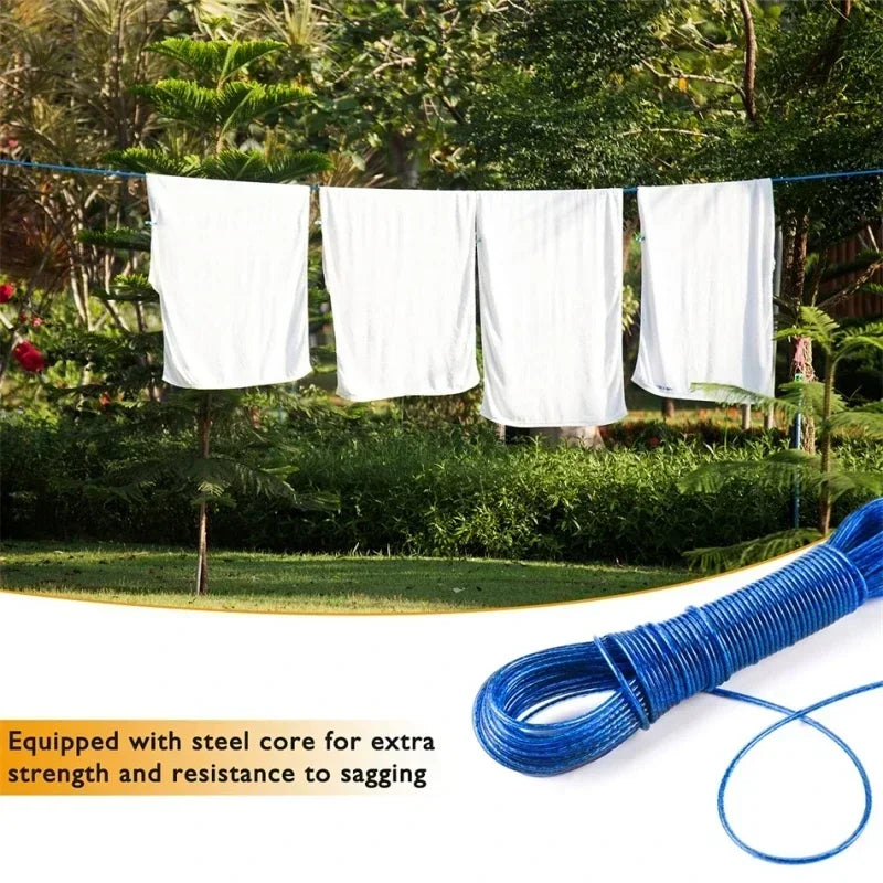 Clothing drying rope, 3mm rope, garden washing line, steel wire PVC cloth rope, outdoor travel camping accessories - CarrieOnExpress