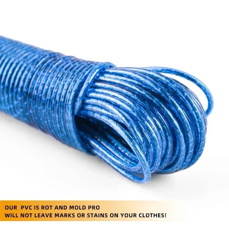 Clothing drying rope, 3mm rope, garden washing line, steel wire PVC cloth rope, outdoor travel camping accessories - CarrieOnExpress