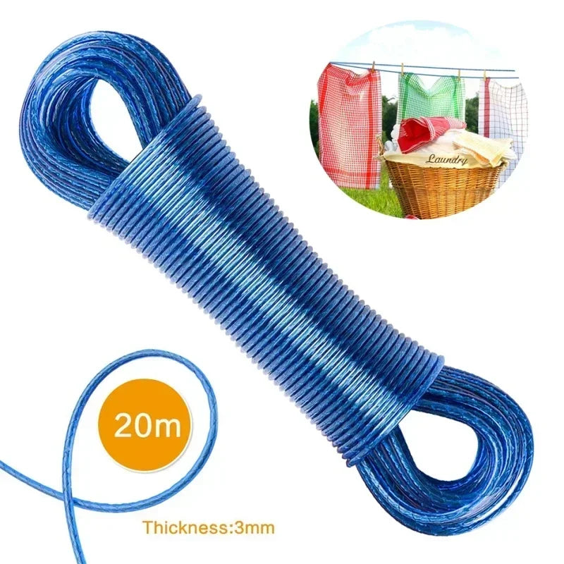 Clothing drying rope, 787.4 inch 3mm rope, garden washing line, steel wire PVC cloth rope, outdoor travel camping accessories - CarrieOnExpress