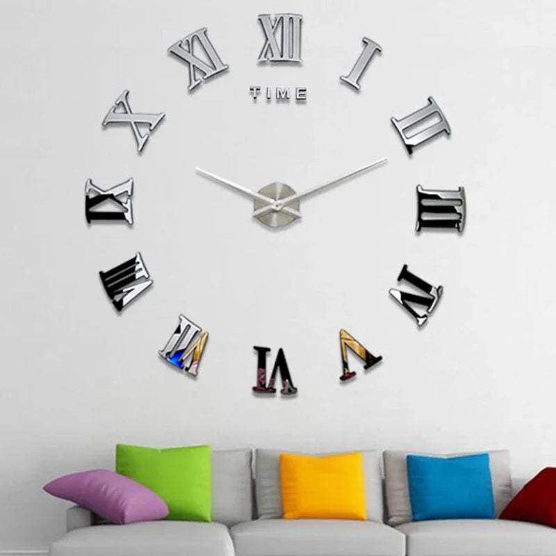 Soundless 90 To 120cm Large-sized 3D Number Poster Home Decoration DIY Wall Clock For Living Room Bedroom Study Hotel Big Decor - CarrieOnExpress