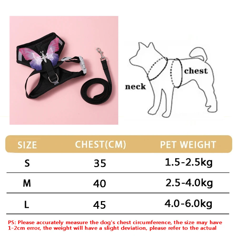 Small Dog Harness Leash Set Cute Traction Bracelet Medium Cat Collar Suit Soft Puppy Vest Harness Adjustable Pet Accessories - CarrieOnExpress