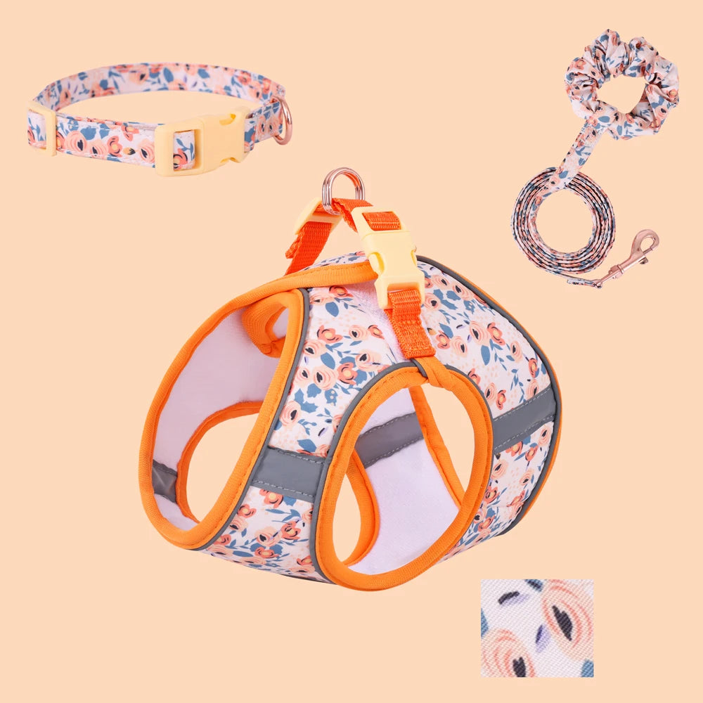 Small Dog Harness Leash Set Cute Traction Bracelet Medium Cat Collar Suit Soft Puppy Vest Harness Adjustable Pet Accessories - CarrieOnExpress