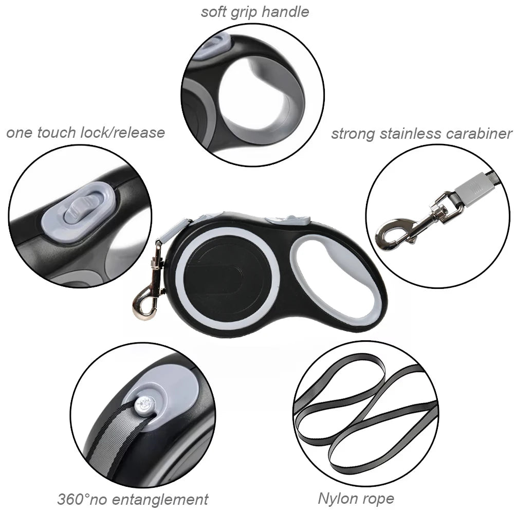 Long Strong Pet Leash For Large Dogs Durable Nylon Retractable Big Dog Walking Leash Leads Automatic Extending Dog Leash Rope - CarrieOnExpress