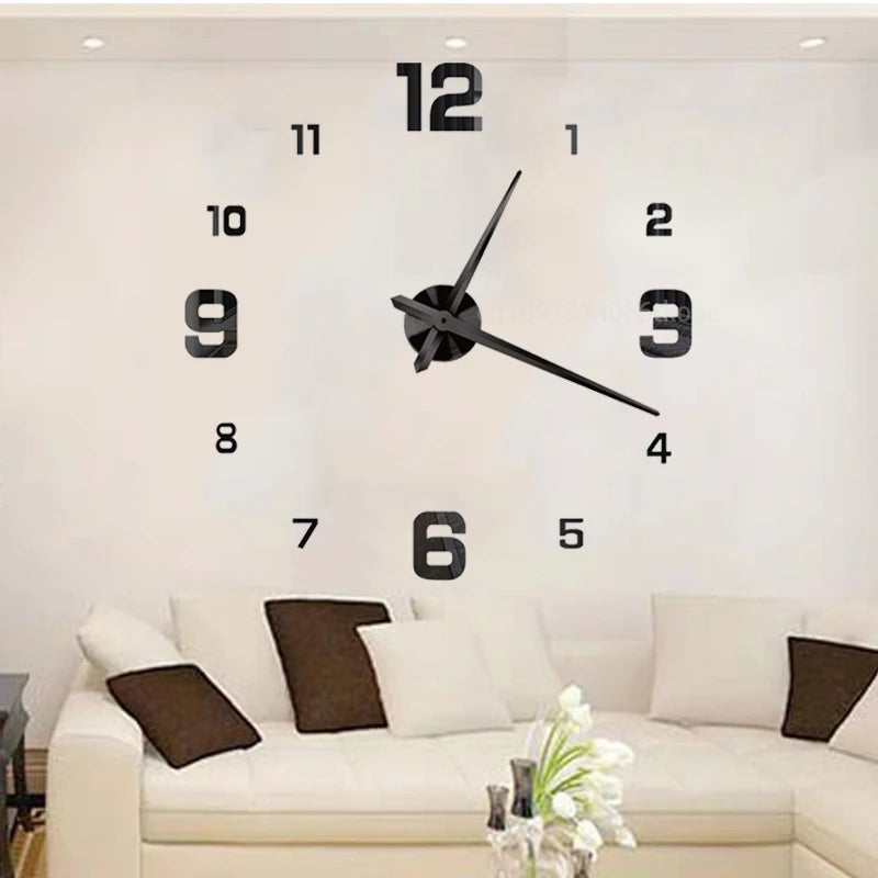 Soundless 90 To 120cm Large-sized 3D Number Poster Home Decoration DIY Wall Clock For Living Room Bedroom Study Hotel Big Decor - CarrieOnExpress