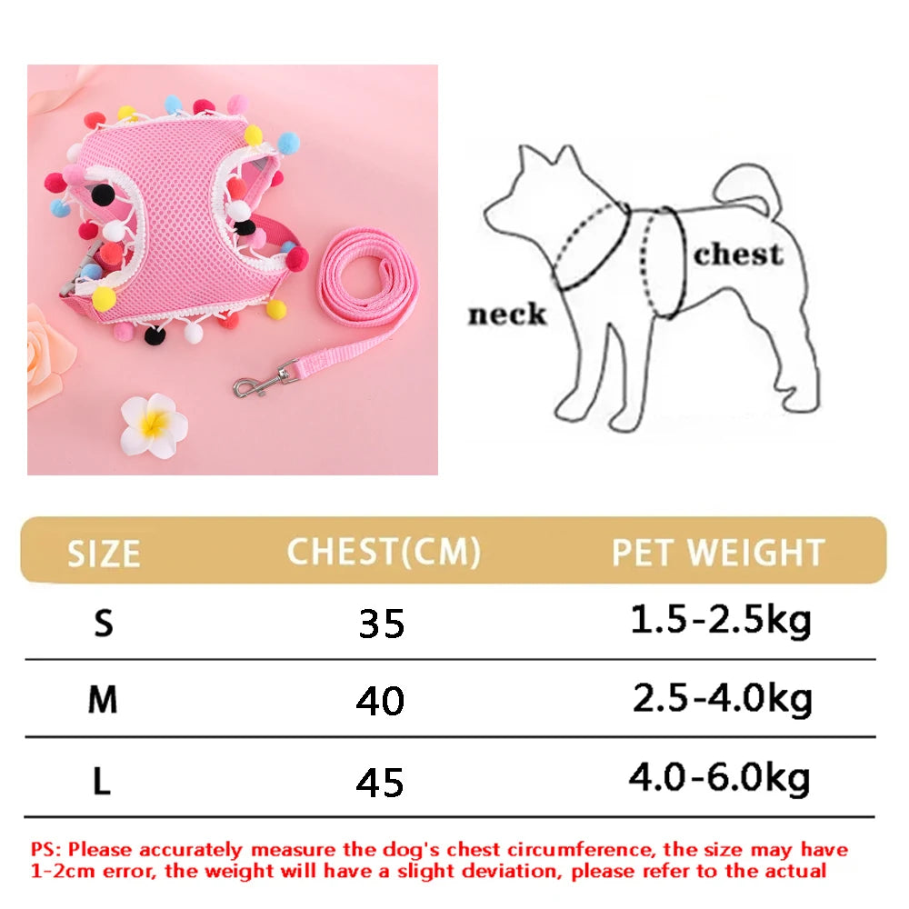 Small Dog Harness Leash Set Cute Traction Bracelet Medium Cat Collar Suit Soft Puppy Vest Harness Adjustable Pet Accessories - CarrieOnExpress