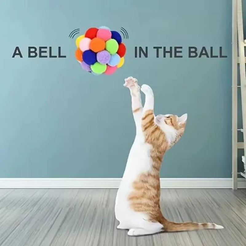1/3Pcs Hot Cat Toys Pet Toy Cat Plush Ball Toys Pet Bouncy Bell Ball Toy Colorful Pompoms Pet Supplies Random Color Woolen Hot - CarrieOnExpress