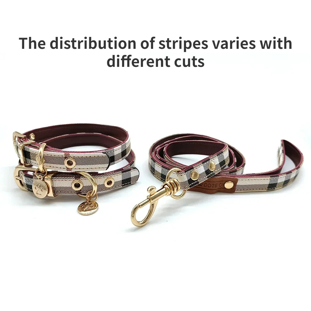 Pet Collar and Leash Set Leather Fashion Adjustable Collars for Dogs Pet Supplies Collars for Medium and Large Dogs Gift for Dog - CarrieOnExpress