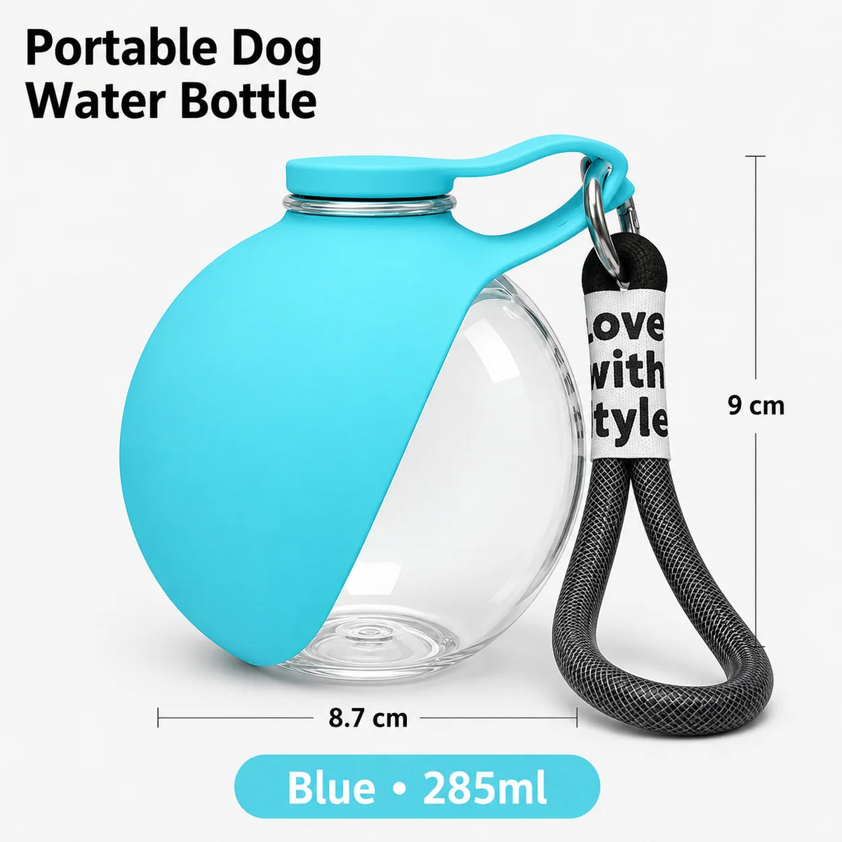 285ML Leak-Proof Feeder Dogs Bottle,Portable Dog Drinker 2-in-1 Stainless Steel Silicon Lightweight Travel Pet Supplies - CarrieOnExpress