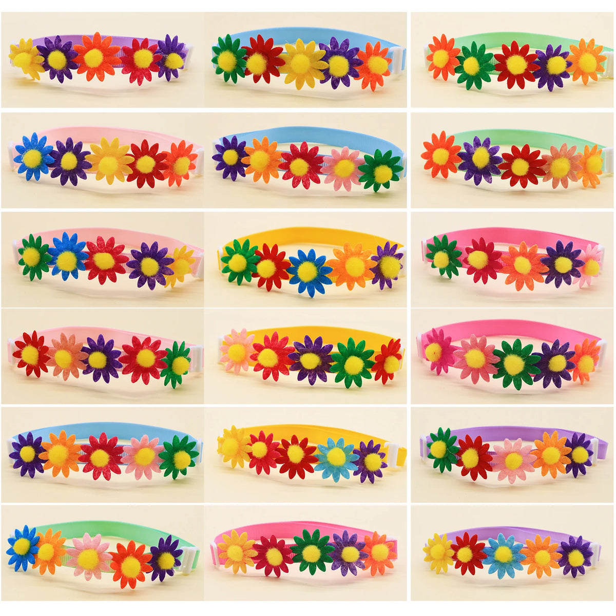 50PCS Colorful Dog Bowties Flower Accessories For Small Dog Bow Ties Collars Fashion Sunflower Puppy Bows Pet Supplies Wholesale - CarrieOnExpress