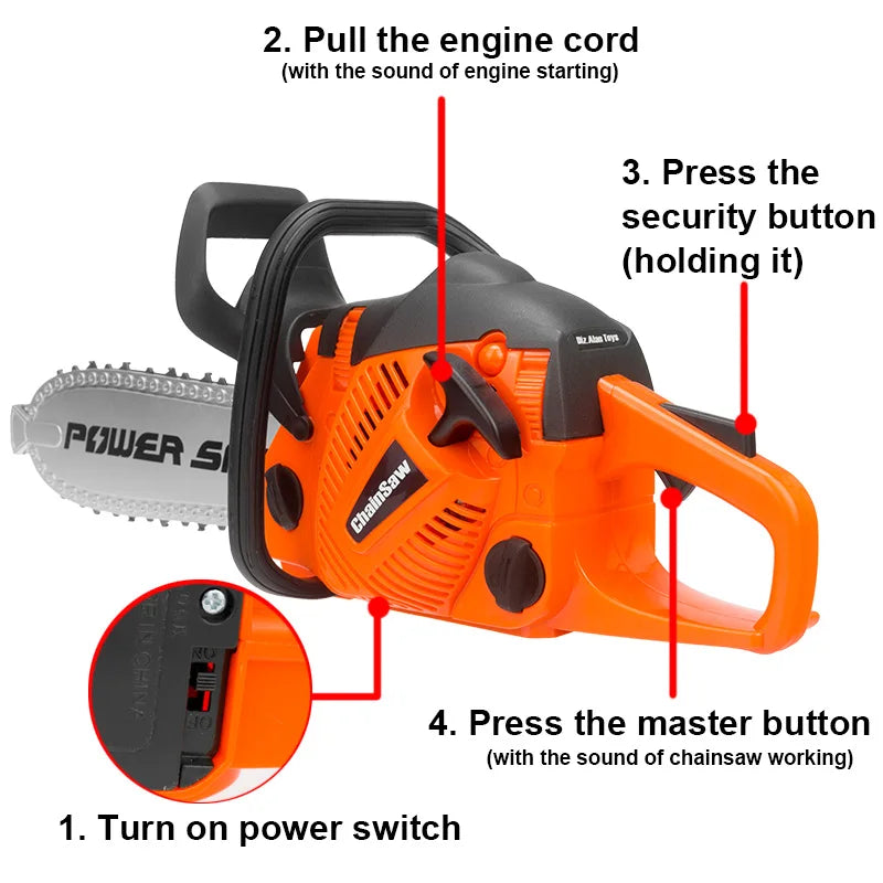 Toy Chainsaw Kids Toy Tools for Children Tools Electric Power Chainsaws for Tool Bench Boys Gift Pretend Play Saw with Sound - CarrieOnExpress