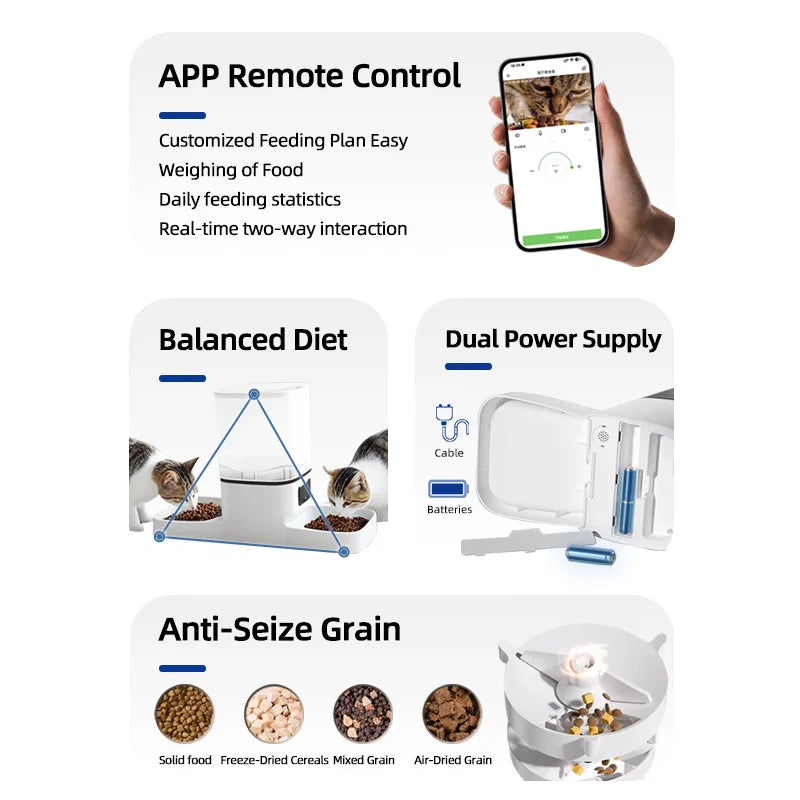 Automatic pet feeder 6L capacity smart timer Tuya control food dispenser with stainless steel bowl dog and cat feeding supplies - CarrieOnExpress
