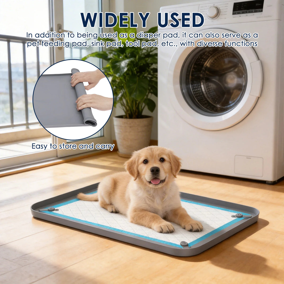 Pet Pee Pad Holder Silicone Dog Urine Pad holder with Corner Snaps Leak Proof Puppy Pee Tray Mat Dog Training Mat Pet Supplies - CarrieOnExpress