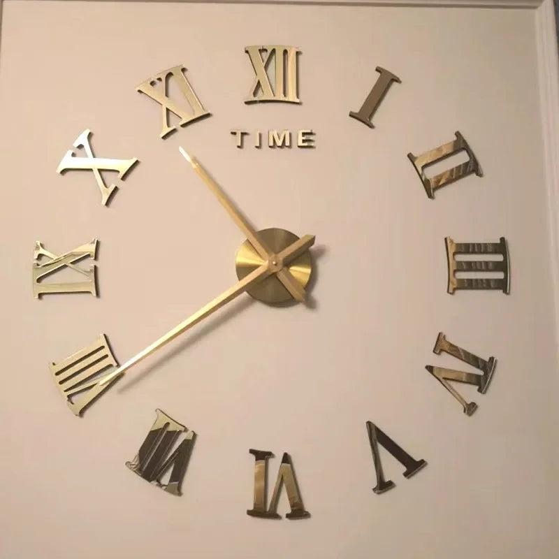 Soundless 90 To 120cm Large-sized 3D Number Poster Home Decoration DIY Wall Clock For Living Room Bedroom Study Hotel Big Decor - CarrieOnExpress