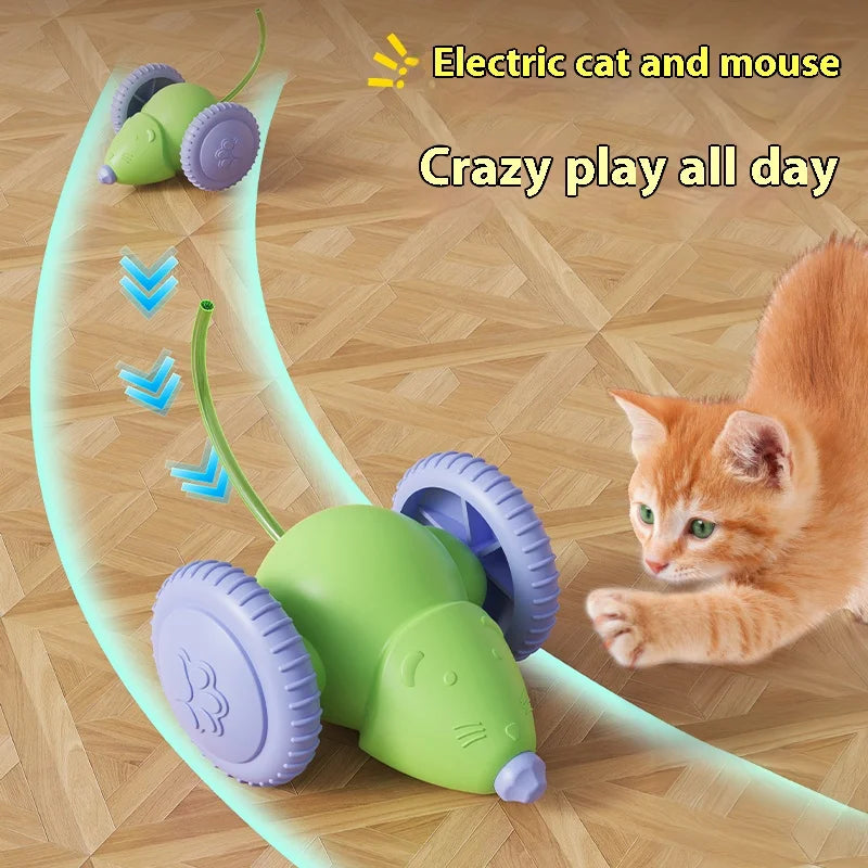 Electric Mouse Car Pet Toys Interactive Cat Toy Rechargeable Automatic Teaser with Intelligent Obstacle Avoidance Pet Products - CarrieOnExpress