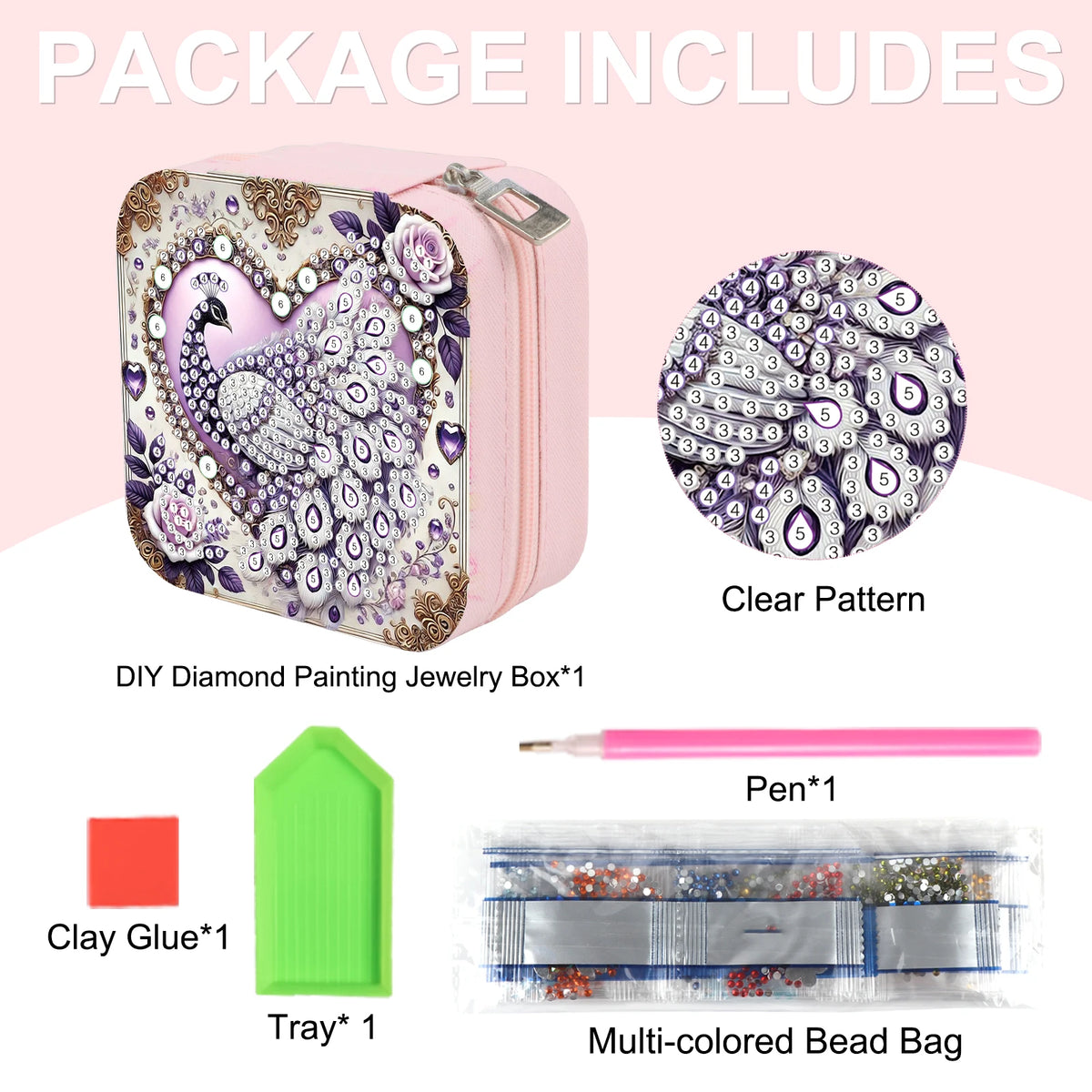 Diamond Art Painting Jewelry Organizer Box kit,DIY Peacock Jewelry Box for Adults, Portable Jewelry Case Jewelry storage Gifts - CarrieOnExpress