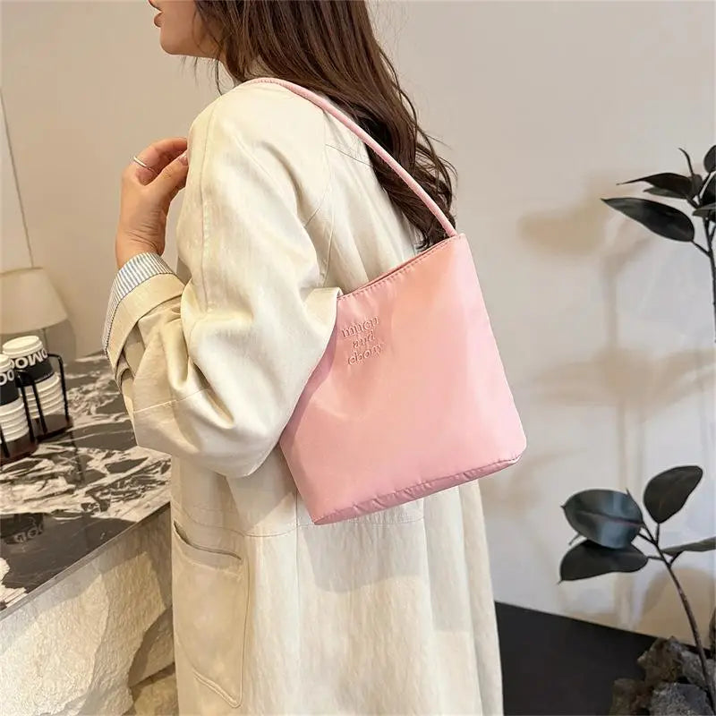 ★▲Women's High Capacity Handbag Underarm Handbag Shoulder Bag Waterproof Embroidered Letters Underarm Bag Tote Bags - CarrieOnExpress