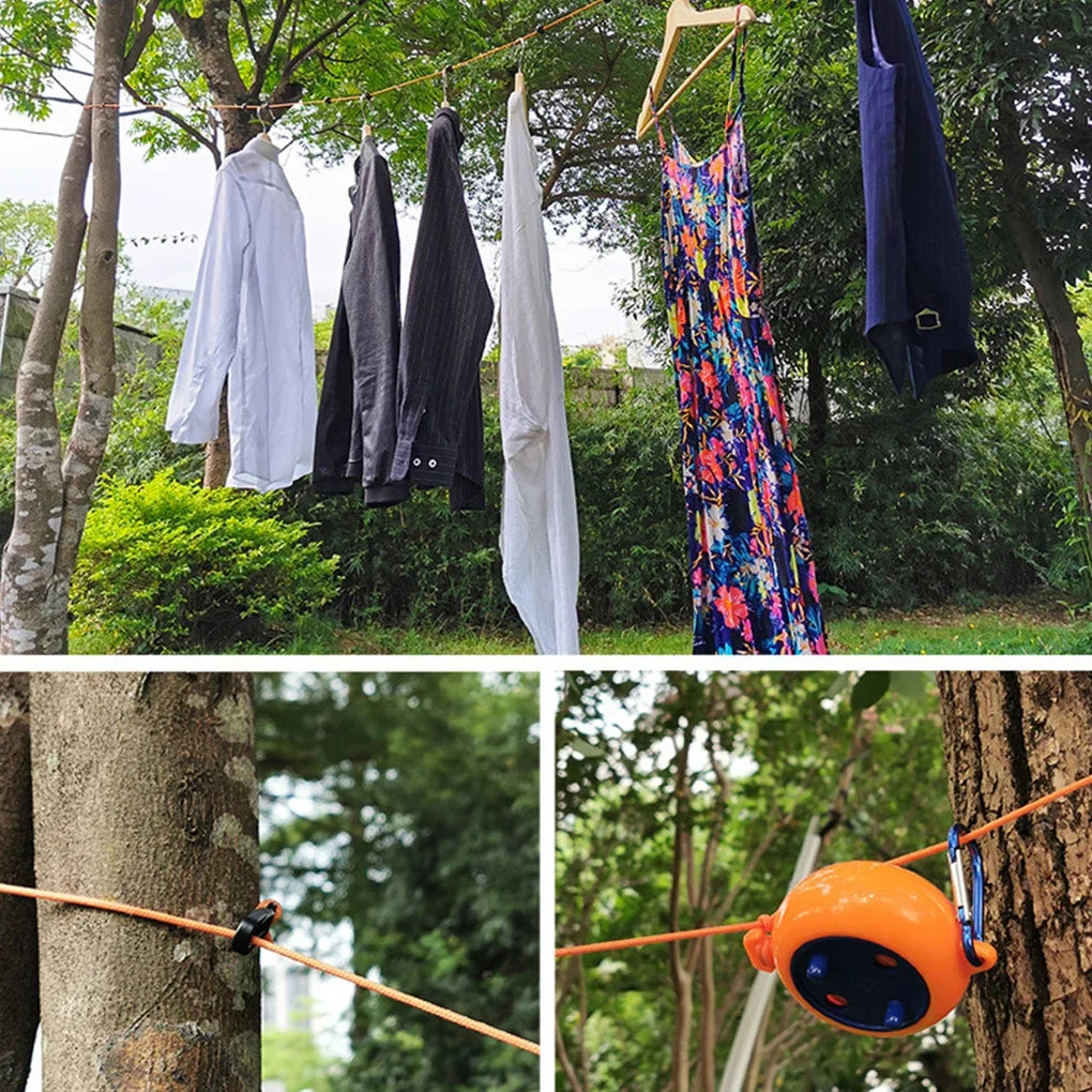 Clothesline Laundry Drying Rope Outdoor Clothes Line Windproof Anti-slip Retractable Cord for Hotel Camping accessories - CarrieOnExpress