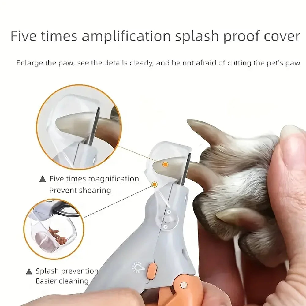 LED Light Dual-Sided Pet Nail Clippers for Cats And Dogs 5x Magnification Easy Nail Trimming Tool for Your Furry Friends - CarrieOnExpress