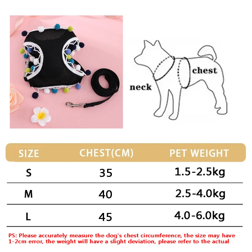 Small Dog Harness Leash Set Cute Traction Bracelet Medium Cat Collar Suit Soft Puppy Vest Harness Adjustable Pet Accessories - CarrieOnExpress