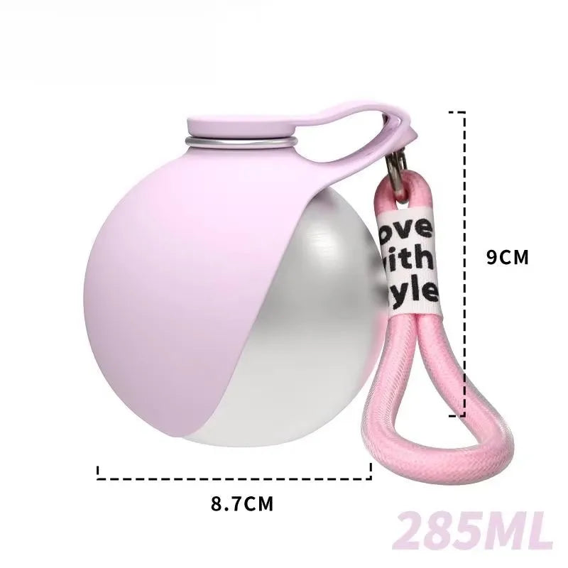 Dog Water Bottle 285ml Stainless Steel Portable Dog Drinker Leak Proof Feeder Dog Bottle 2 in 1 Silicon Bowl Travel Pet Supplies - CarrieOnExpress