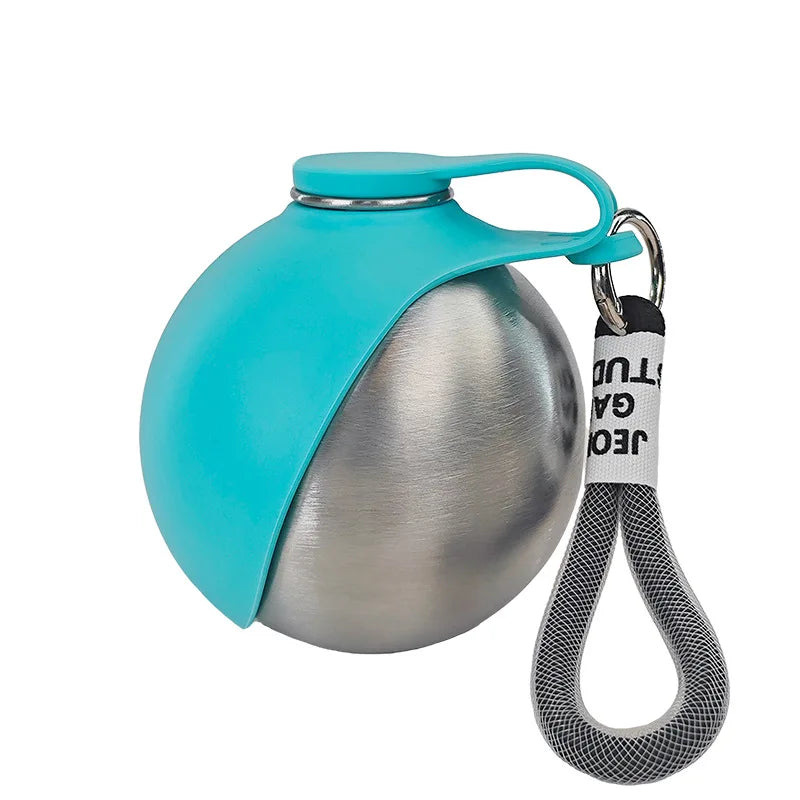 Dog Water Bottle 285ml Stainless Steel Portable Dog Drinker Leak Proof Feeder Dog Bottle 2 in 1 Silicon Bowl Travel Pet Supplies - CarrieOnExpress