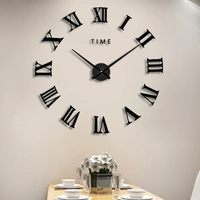 Soundless 90 To 120cm Large-sized 3D Number Poster Home Decoration DIY Wall Clock For Living Room Bedroom Study Hotel Big Decor - CarrieOnExpress