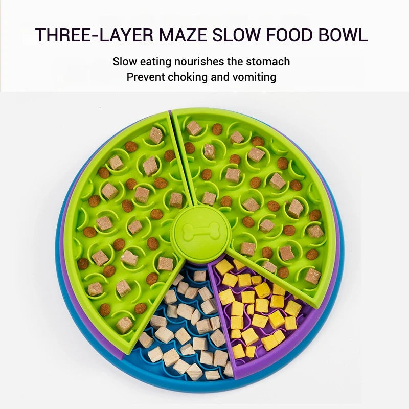 Pet Slow Feeding Bowl Pet Three-layer Slow Food Bowl Puzzle Rotating Feeder Dog Interactive Feeding Bowl Pet Supplies - CarrieOnExpress