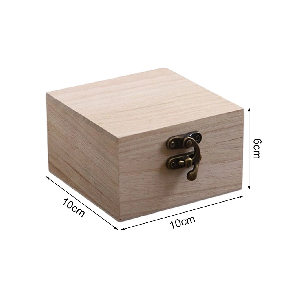 Square Wooden Storage Box With Lid Retro Flip-top Wooden Box Giving Box 10*10*6CM Jewelry Organizer Box For Home Decoration - CarrieOnExpress