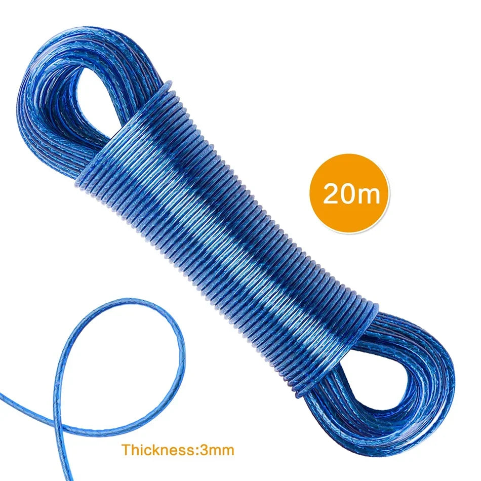 Clothing drying rope, 3mm rope, garden washing line, steel wire PVC cloth rope, outdoor travel camping accessories - CarrieOnExpress