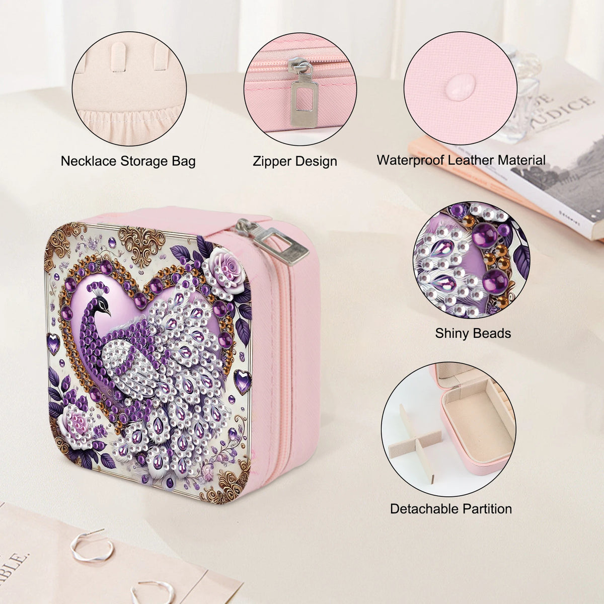Diamond Art Painting Jewelry Organizer Box kit,DIY Peacock Jewelry Box for Adults, Portable Jewelry Case Jewelry storage Gifts - CarrieOnExpress