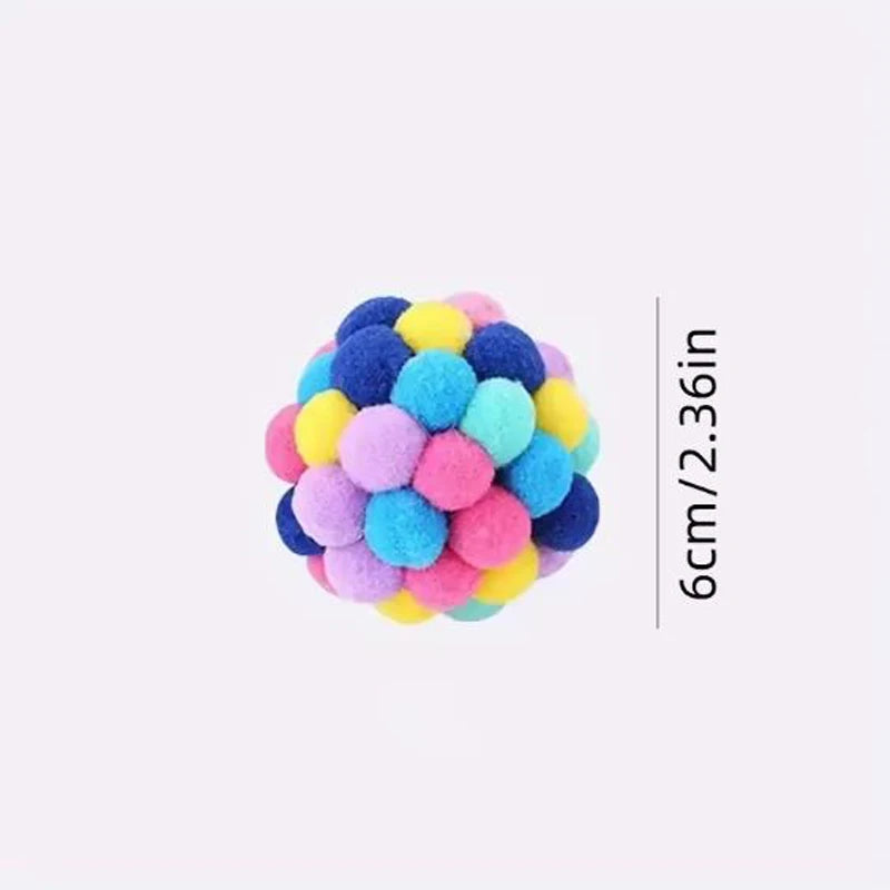 1/3Pcs Hot Cat Toys Pet Toy Cat Plush Ball Toys Pet Bouncy Bell Ball Toy Colorful Pompoms Pet Supplies Random Color Woolen Hot - CarrieOnExpress