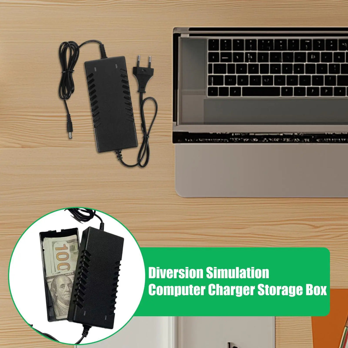 Simulated Computer Charger Storage Box Secret Money Case Safe Anti-theft Travel Storage Container Hiddens Jewelry Organizer - CarrieOnExpress