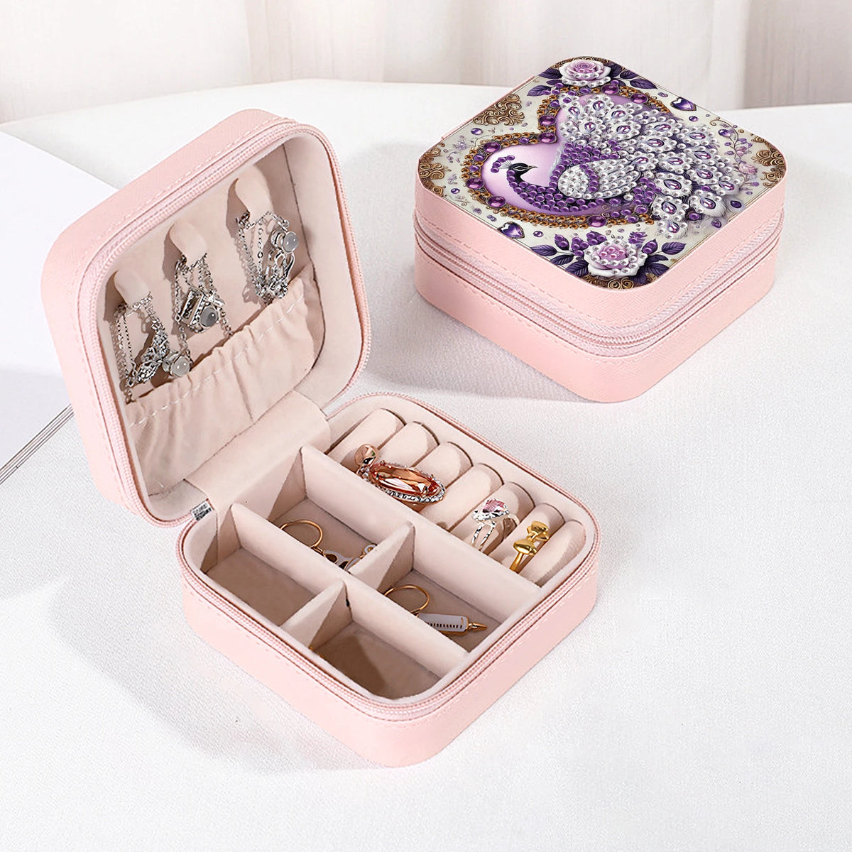 Diamond Art Painting Jewelry Organizer Box kit,DIY Peacock Jewelry Box for Adults, Portable Jewelry Case Jewelry storage Gifts - CarrieOnExpress