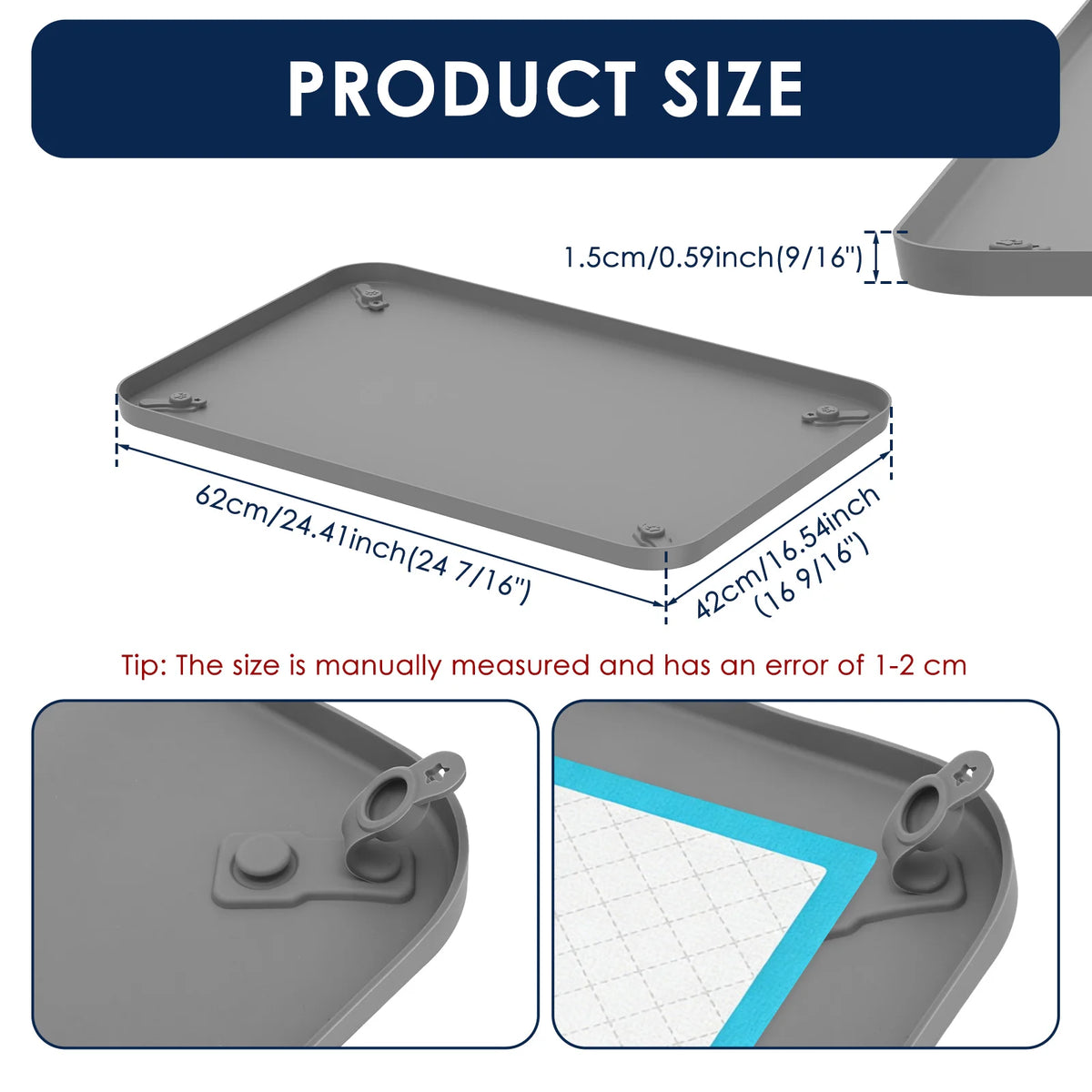 Pet Pee Pad Holder Silicone Dog Urine Pad holder with Corner Snaps Leak Proof Puppy Pee Tray Mat Dog Training Mat Pet Supplies - CarrieOnExpress