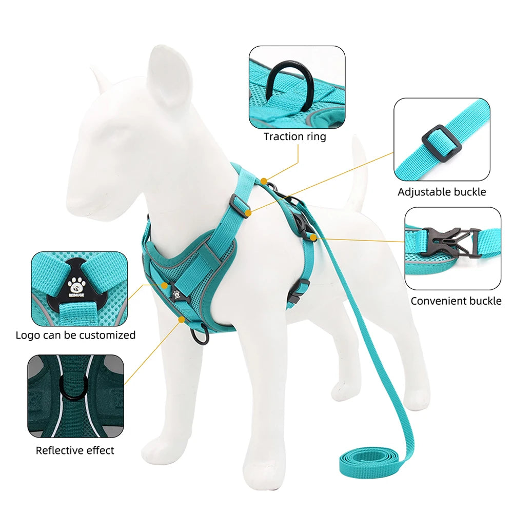 1PC Cats Harness Leash For Small Dogs Cat Outdoor Reflective Adjustable Kitten Traction Device Tactical Training Pet Supplies - CarrieOnExpress