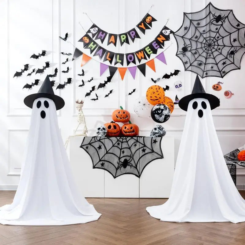 Spooky Ghost Yard Decor with Witch Hat for Halloween Displays - CarrieOnExpress